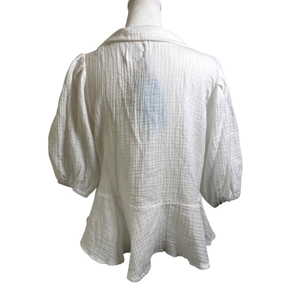 TACH‎ Clothing Size Large Larina Top Blouse Shirt Hand Embroidered White Gauzy - Picture 5 of 10